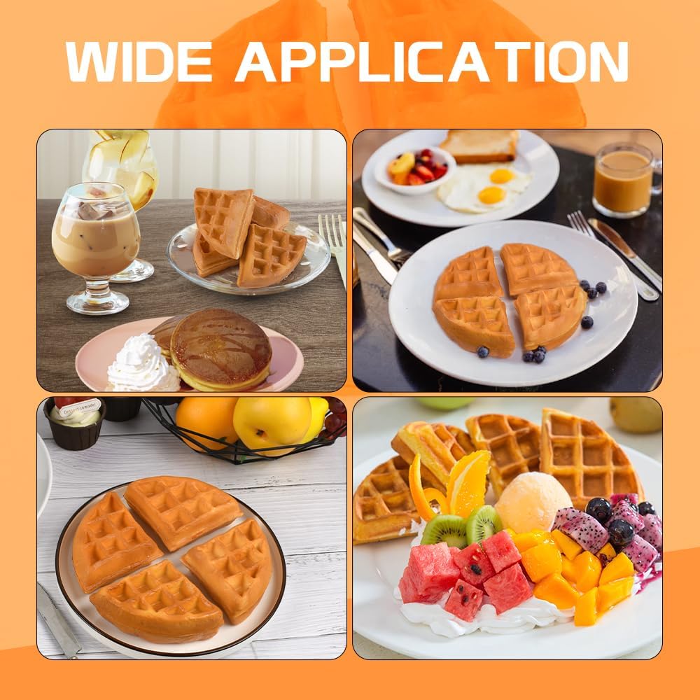 Fake Waffle Simulation Sprinkle Artificial Food Waffle Mixed Model Kitchen Decoration 4 pcs