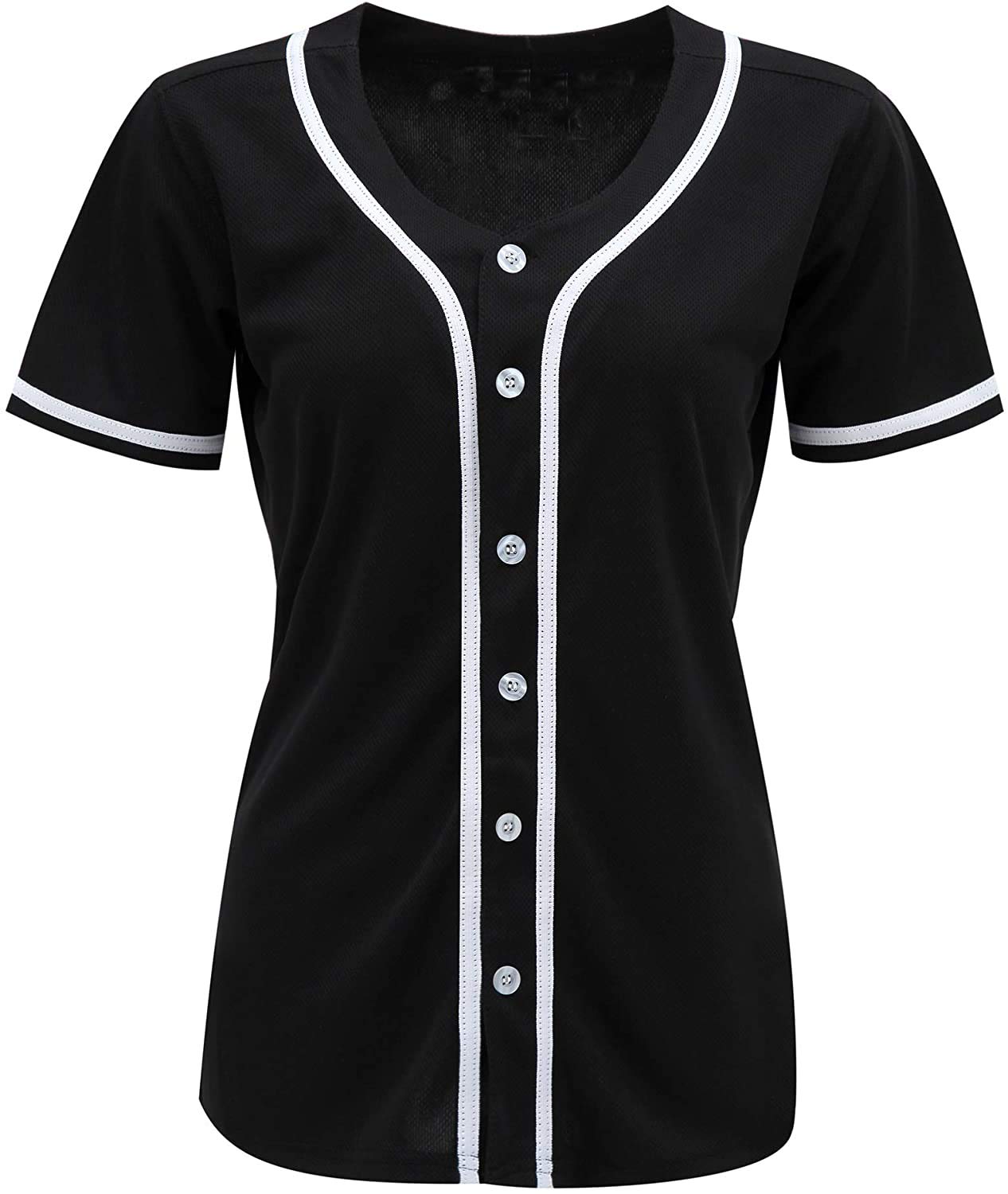 oldtimetownWomens Button Down Baseball Jersey, Blank Softball Team Uniform, Hip Hop Hipster Short Sleeve Active Shirts