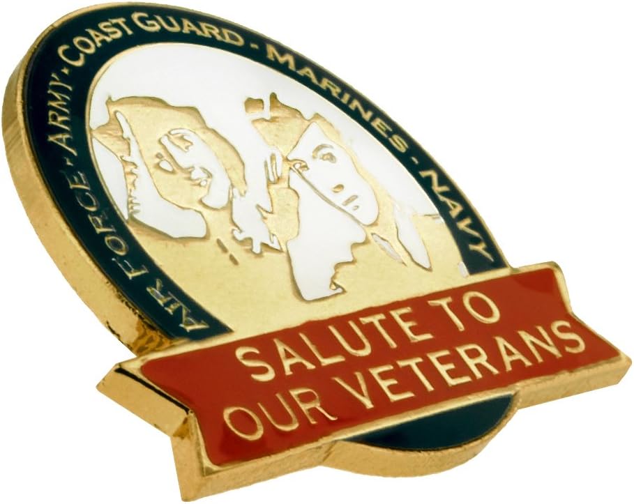 PinMart Veteran Pin – Patriotic American Lapel or Hat Pin – Proud to be Retired Army, Navy, Air Force or Marine Corps – Gold Color Plated Enamel with Secure Clutch Back - Image 2