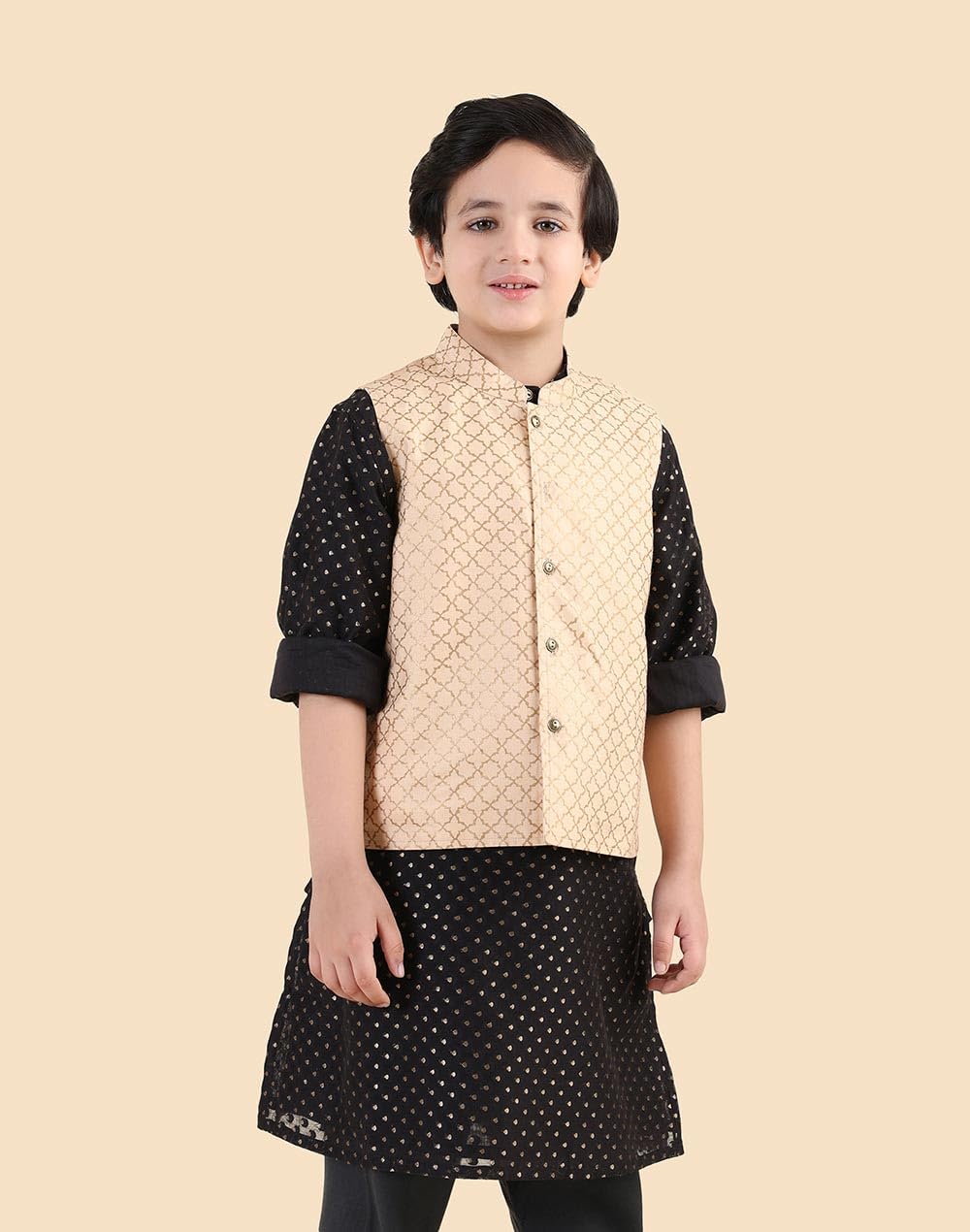 Fabindia Giacca stampata in misto viscosa beige