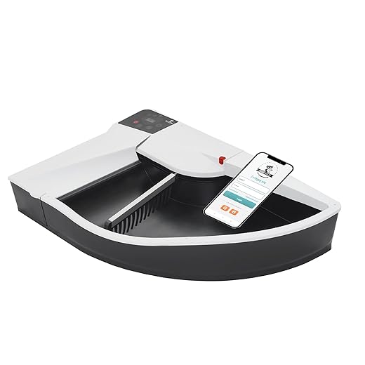 Smart Kitty Automatic Litter Tray Self Cleaning Intelligent Super Sturdy Metal Mechanism Humoral Constriction APP Wifi for Many Cats Efficient (Black-White, Discovery)