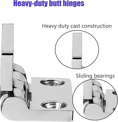 Miniatura 4 de Bisagras de acero inoxidable para barco, bisagras de grado marino, 2 pulgadas x 2 pulgadas (1.969 in x 1.969 in), sin ruido, acero inoxidable 316