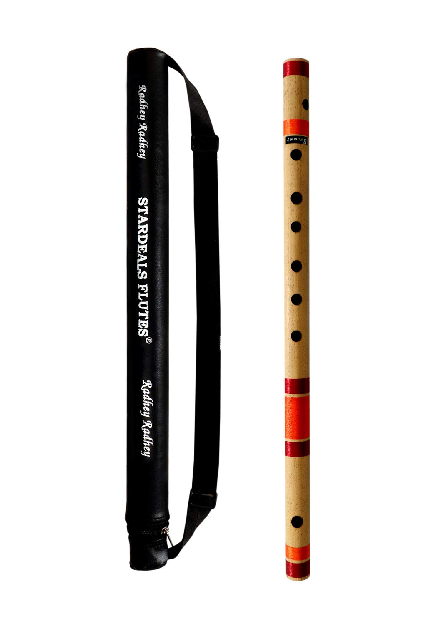 Flutes B Natural Base 7 Hole Bamboo Flute Bansuri With Free Flute Bag (Natural Brown, 20 Inch)