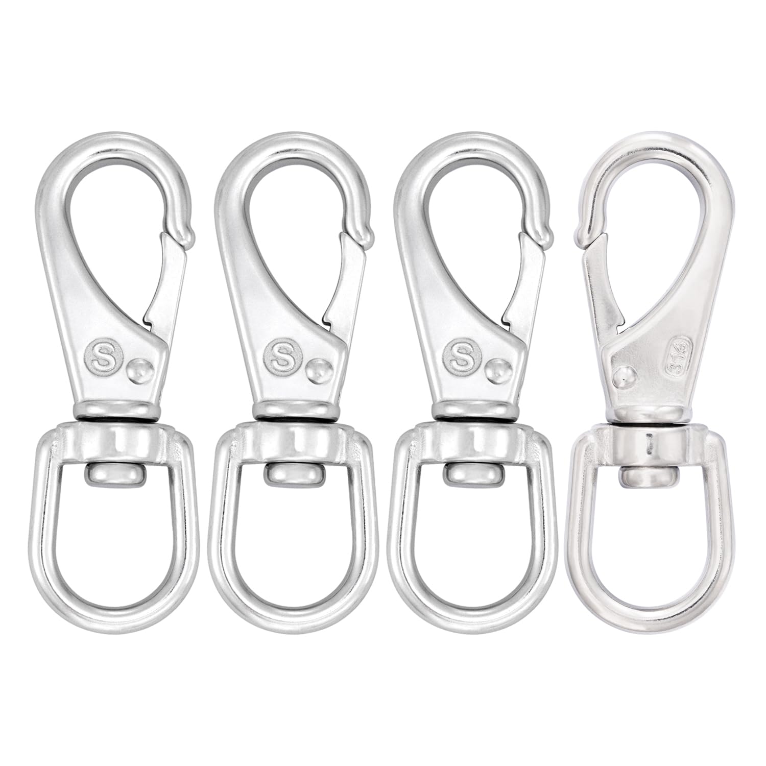SHONAN 3.5 Inch Stainless Steel Flag Clips for Flagpole Rope- 4 Pack Diving Clips Flag Pole Clips, Swivel Snap Hooks for Dog leashes, Keychains, Boat Ropes, Bird Feeders