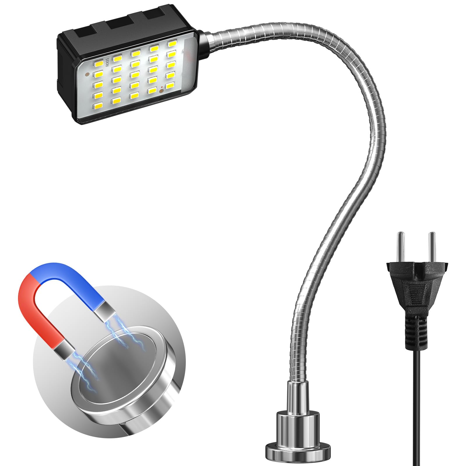 Lámpara de Trabajo Magnética Lamptobe de 10 W para Máquinas de 6000K con Cuello de Cisne Flexible y Base Magnética,Lámpara para Herramientas de Taller para Bancos de Trabajo,Tornos,Parrillas,Tallere