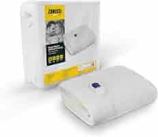 Zanussi Single Electric Blanket Mattress Protector 9 Heat Settings, Low  Energy u0026 Energy Efficient, Machine Washable, Overheat Protection, 100 X 200  cm, 60W, White ZESB7001, 2 Year Guarantee : Amazon.co.uk: Home u0026 Kitchen