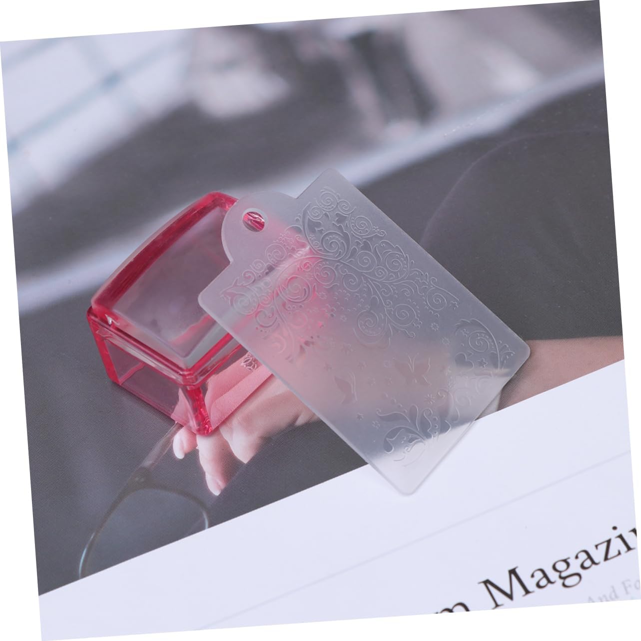 3pcs Silicone Nail Stamper and Scraper Set Stamping Tool for Manicure for Nail Art Templates and Creative Designs Red