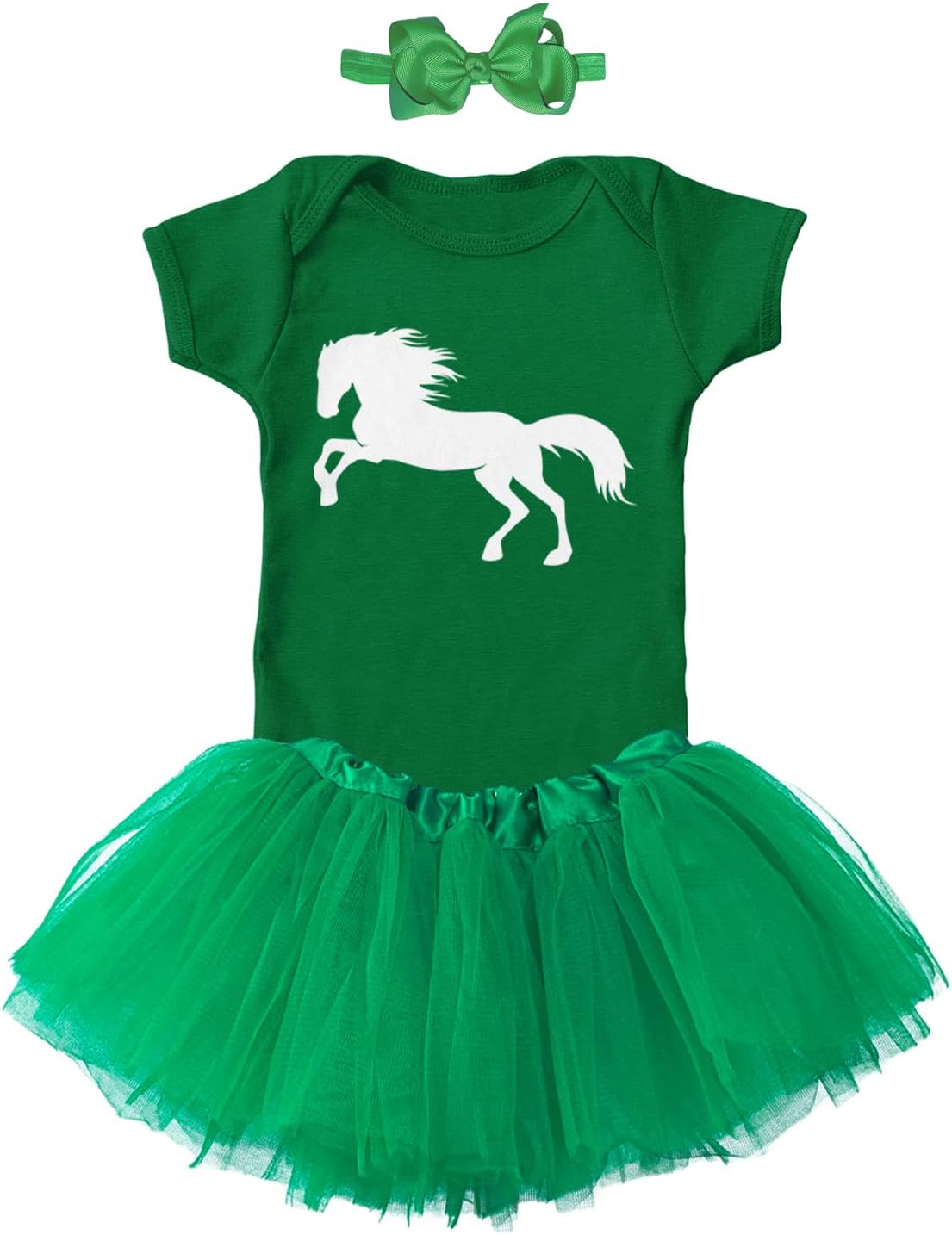Tcombo Horse Silhouette - Pony Horsey Steed Baby Bodysuit + Tutu Skirt + Bow Headband Set