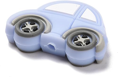 Miniatura 2 de Beadthoven - 10 cuentas azules de silicona para automóvil de 1.28 pulgadas (1.260 in) con forma de coche de dibujos animados, cuentas de pulsera