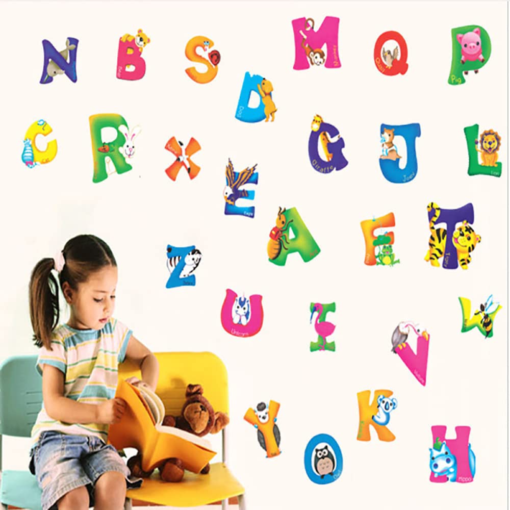 Wall Stickers Decor For Kids Room Tooloflife Colorful Animal Alphabet ...