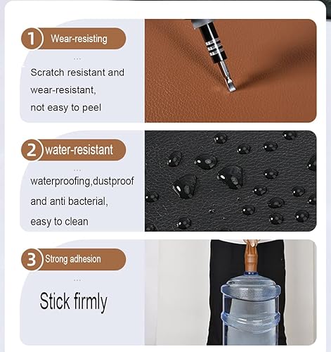 Miniatura 4 de 9 parches de reparación autoadhesivos, calcomanías de cuero resistentes al desgaste (marrón)