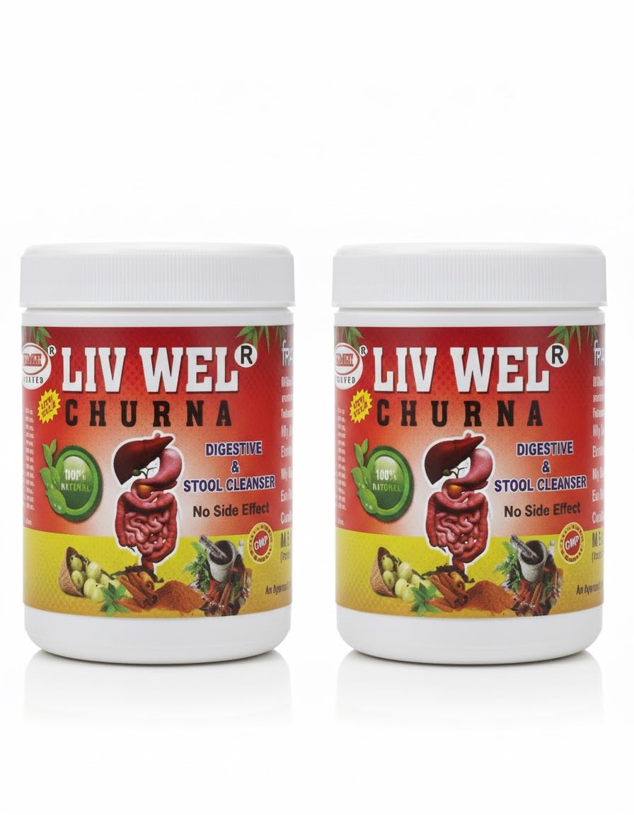 Liv Wel Churna, 100% Ayurvedic Digestive & Laxative Powder for Gentle Constipation Relief (75gm, 2)