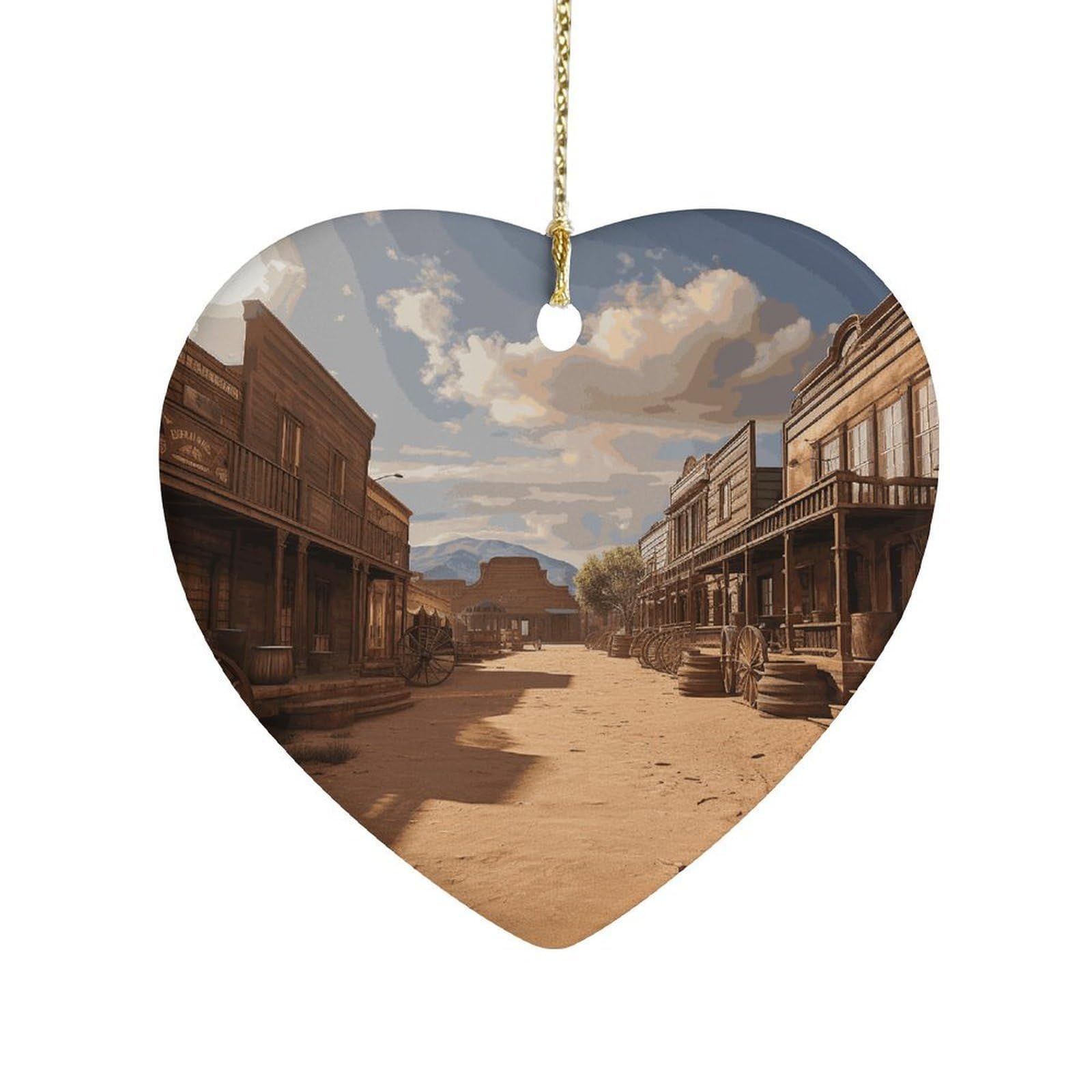 Fekiloot Style Old Wild West Cowboy Town Ceramic Ornament Home Decor Keepsake