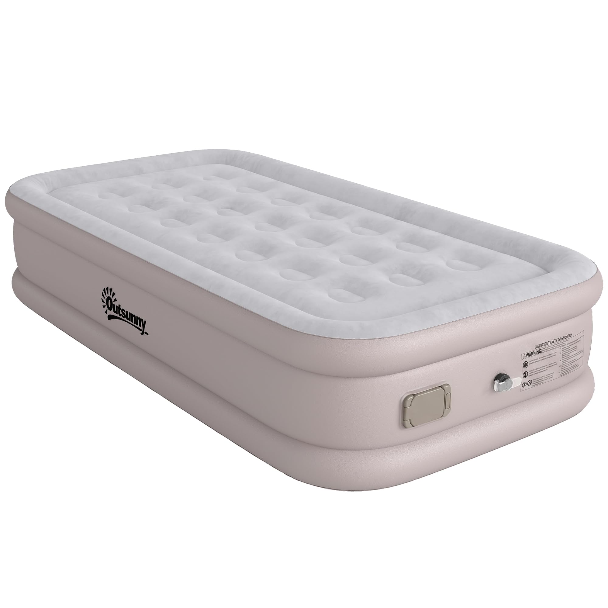 Outsunny Matelas Gonflable, Lit Simple, Pompe Électrique Intégrée, Surface Floquée, Imperméable 5000 mm, Sac Transport, Facile à Ranger, Lit Gonflable pour Camping Voyages Invités, 190x97x39cm, Kaki