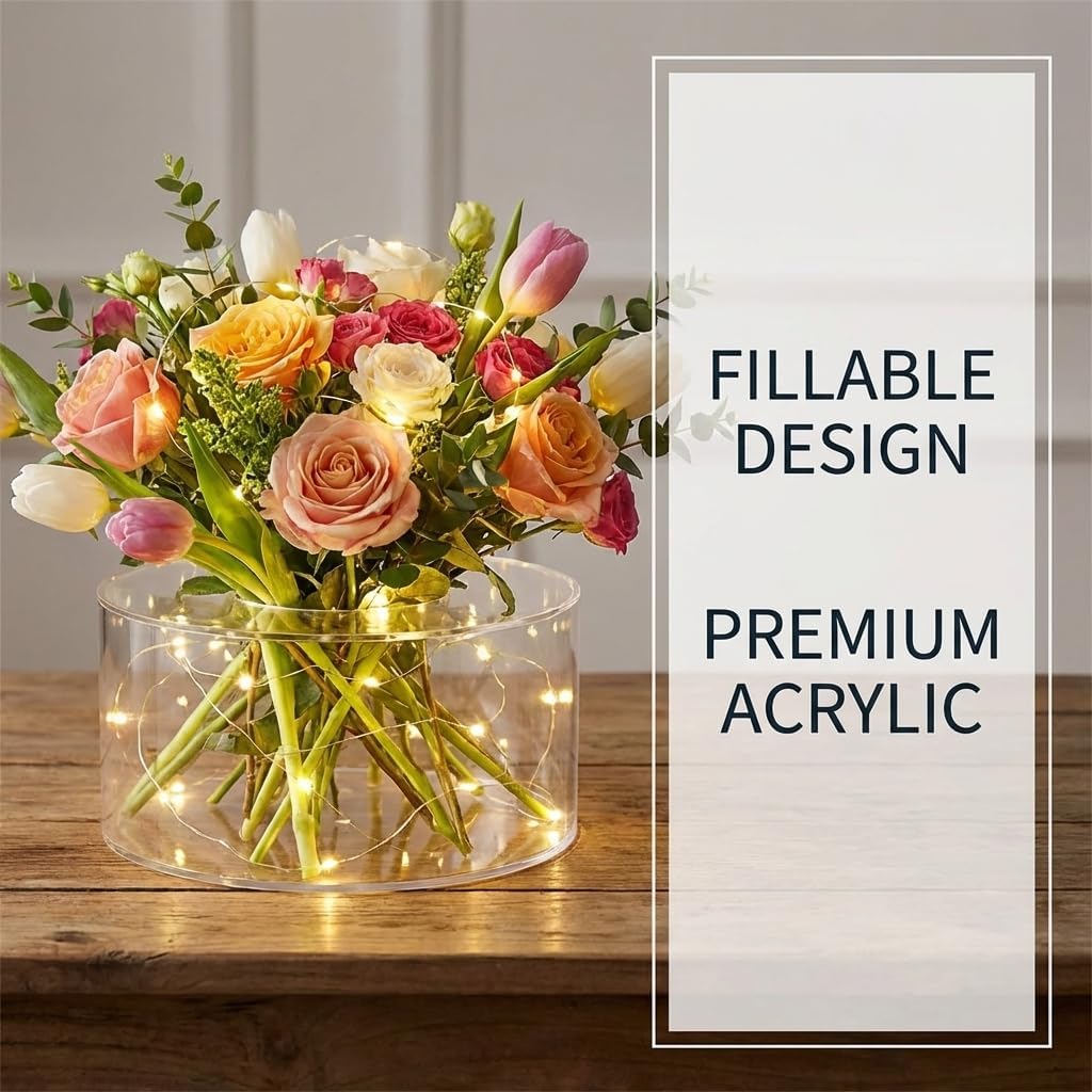 Clear Acrylic 2 pcs Round Cake Display Stand, 6" and 10" Dessert Riser, Transparent Pedestal for Wedding Party Bakery
