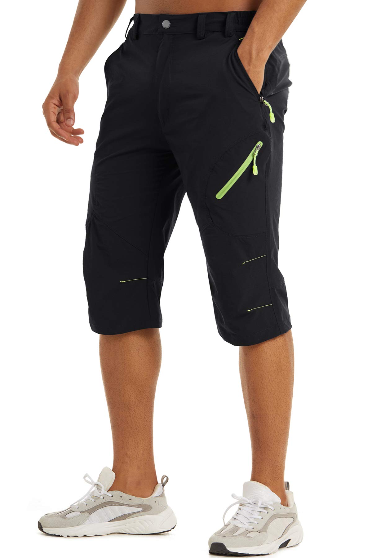 TACVASEN Men's 3/4 Capri Pants Quick Dry Workout Hiking Cargo Shorts with Zipper Pockets