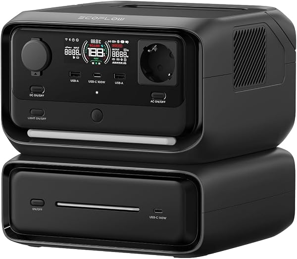 EcoFlow RIVER 3 Max (RIVER 3 Plus & EB300) Centrale elettrica portatile - Batteria LFP 572Wh, uscita 1200W, <10 ms UPS, connessione wireless, generatore solare per campeggio e camper - 1