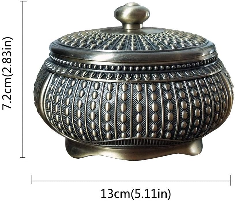 Ash Tray Bronze Ashtray With Lid Outdoor Home Coffee Table Office Desktop Decoration Chinese Retro Ashtray 5.11 Inch Smoker Gift Outdoor Ashtray