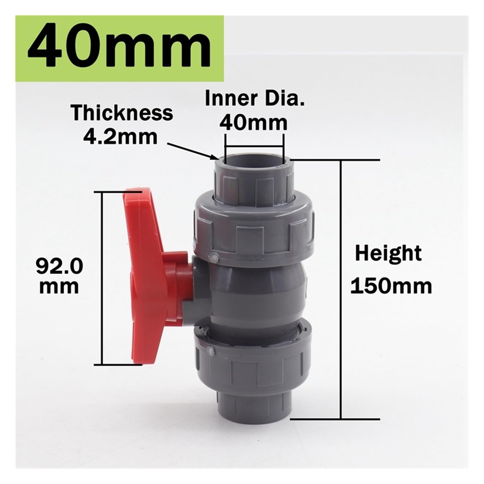 CHATROOM 1~5 Stück 20~50 mm PVC-Rohr-Kugelhahn Gartenbewässerung Wasserrohrverbinder Armaturen Aquarium Fisch Tank Rohrverbindung Absperrventil(5pcs,Inner Dia 40mm)