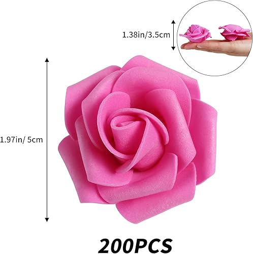 Miniatura 4 de INSUNSIX Rosas artificiales, 200 piezas de cabezas de flores de rosas artificiales para manualidades, rosas de espuma de 1.97 pulgadas, cabezas de
