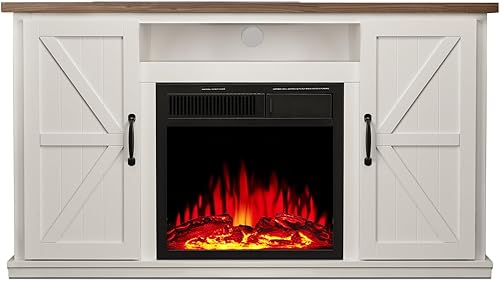 Antarctic Star Soporte eléctrico para TV con chimenea, con chimenea, caja de fuego con marco de madera independiente, llama 3D realista ajustable,