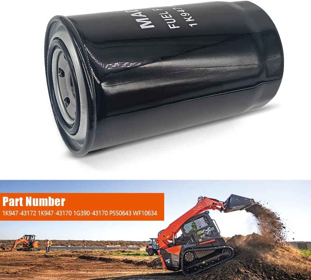 MADAT 1K947-43172 Fuel Filter Fit for Kubota SVL65 SVL75 SVL95 KX080 Spin-on Filter Replace 1K947-43170 1G390-43170 P550643 WF10634