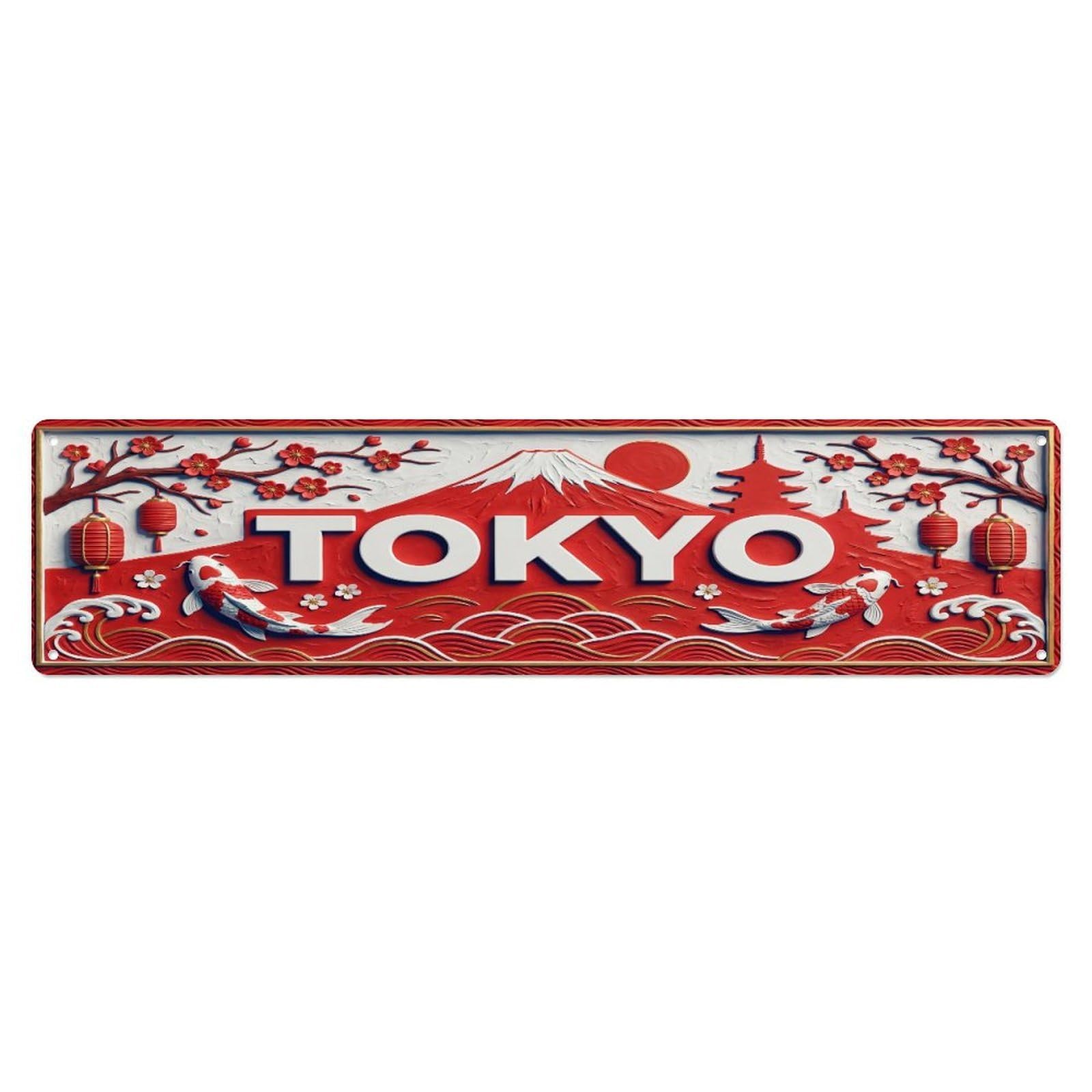 Xanthor Style Metal Tin Sign Vintage Tokyo Japan Flag Pattern