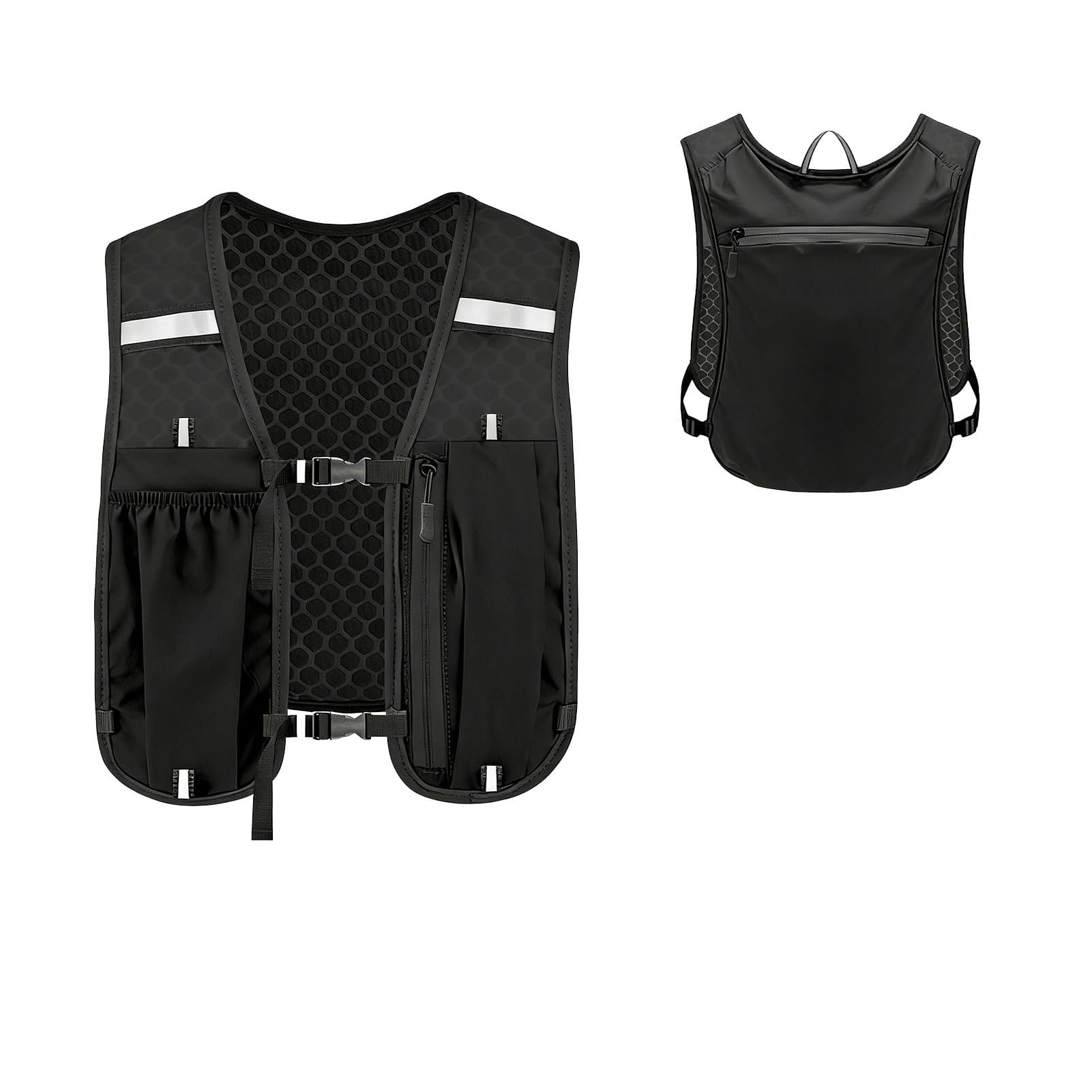 Unisex Running Vest with Holder & Storage, Adjustable Hydration Running Vest Women, Lightweight & Breathable RunningBackpack for RunningCycling Hiking