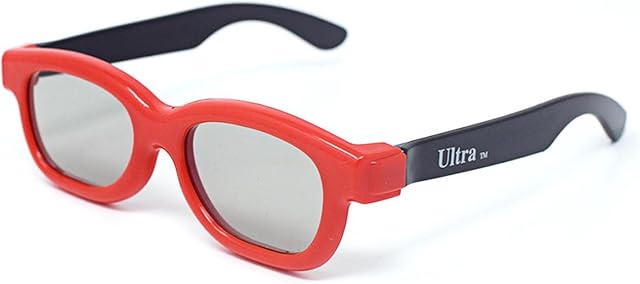 Ultra 1 x Red and Black Childrens Passive 3D Glasses Kids for Use with all Passive TVs Cinema Projectors and RealD Films Movies Circular Polarised 3D Glasses Passive Kids Movies Cinema 3D Glasses