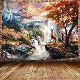 KHKJ Mandela Wandbehang Wandteppich Psychedelic Moon Wandtuch Wandteppiche Teppich Hippie Wohnkultur A18 150x130cm