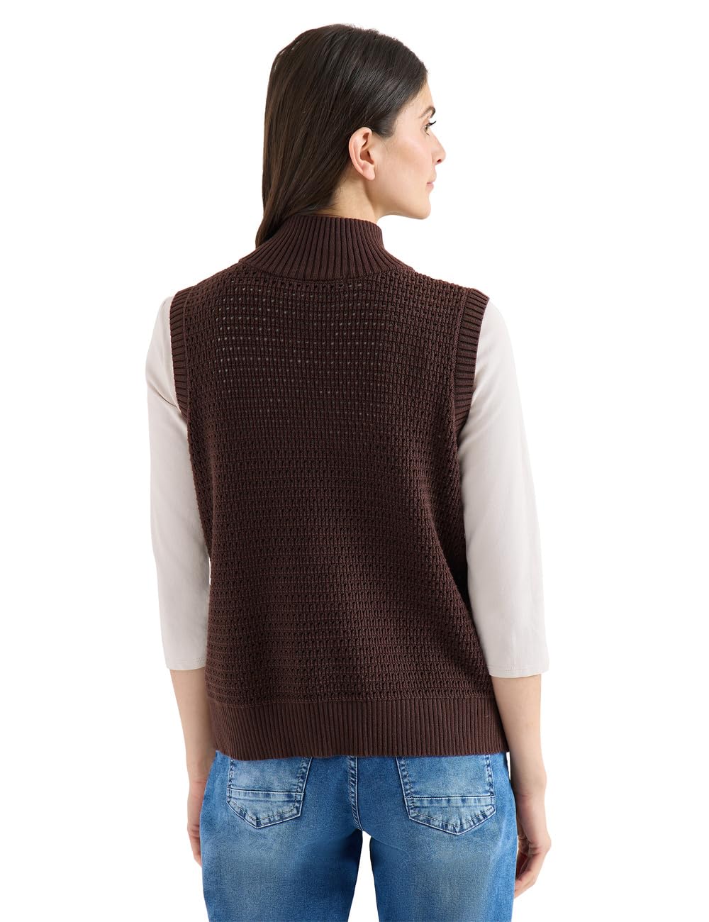 Cecil Damen Pullunder im Crochet-Look mit Zipper