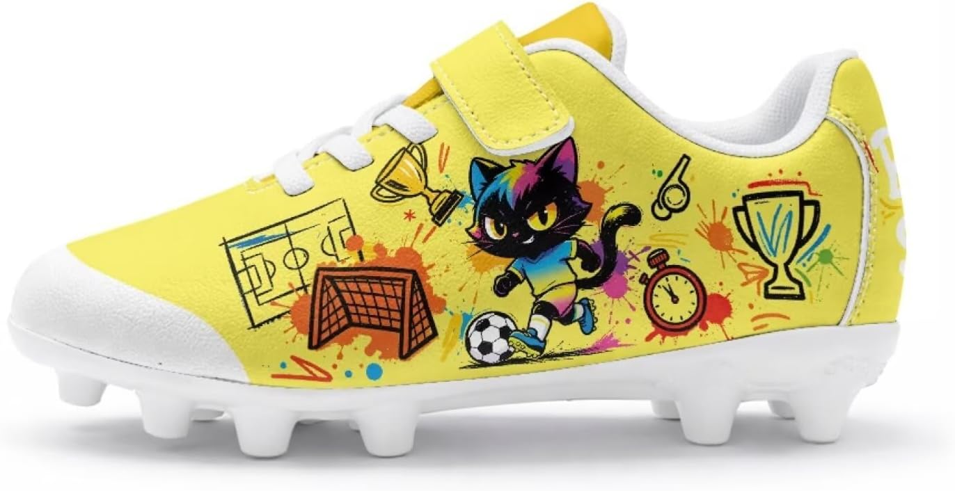 Youth Soccer Cleats Little Boys Girls Athletic Football Shoes Outdoor Firm Ground Soccer Shoes Kids Hand Free Football Cleats Size 1