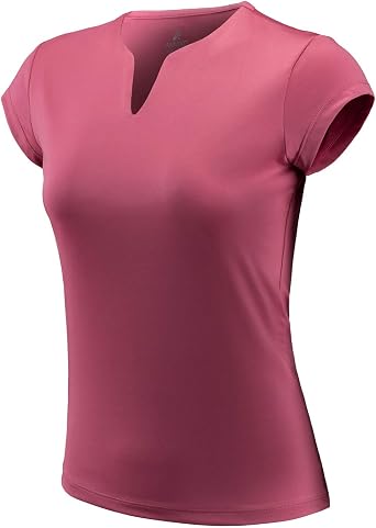 Tennis Shirts for Women Short Sleeves, Solid Golf T Shirts V-Neck Running Pickleball clothes for women
