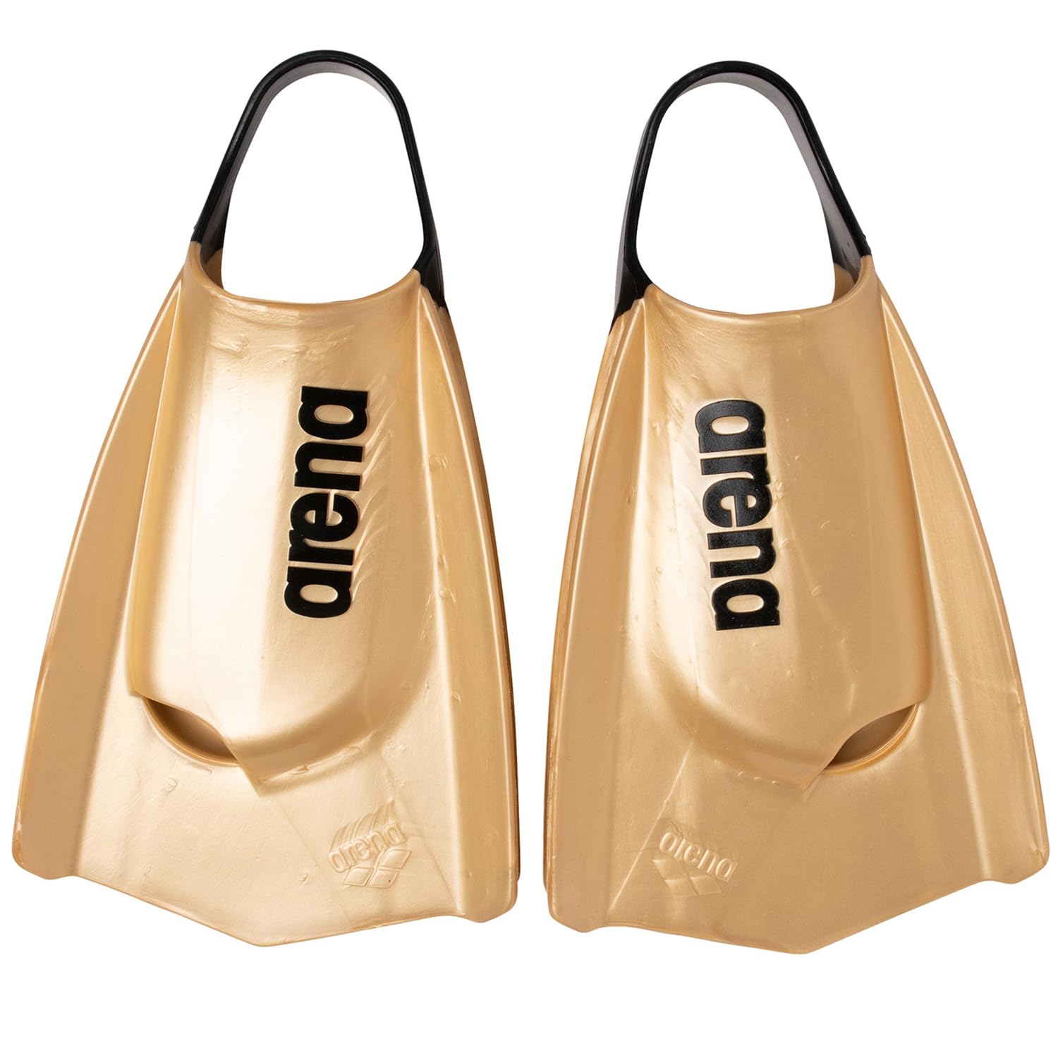 Arena Unisex Adult Powerfin Pro II Swim Training Fins Men and Women Silicone Short Blade Flippers Left-Right Customized, Sizes 4.5-13.5 11-12 Gold