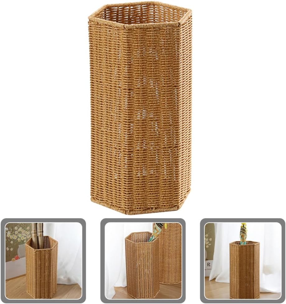 Luxshiny Artificial Rattan Umbrella Storage Stand Large Capacity Plastic Umbrella Holder for Indoor Use