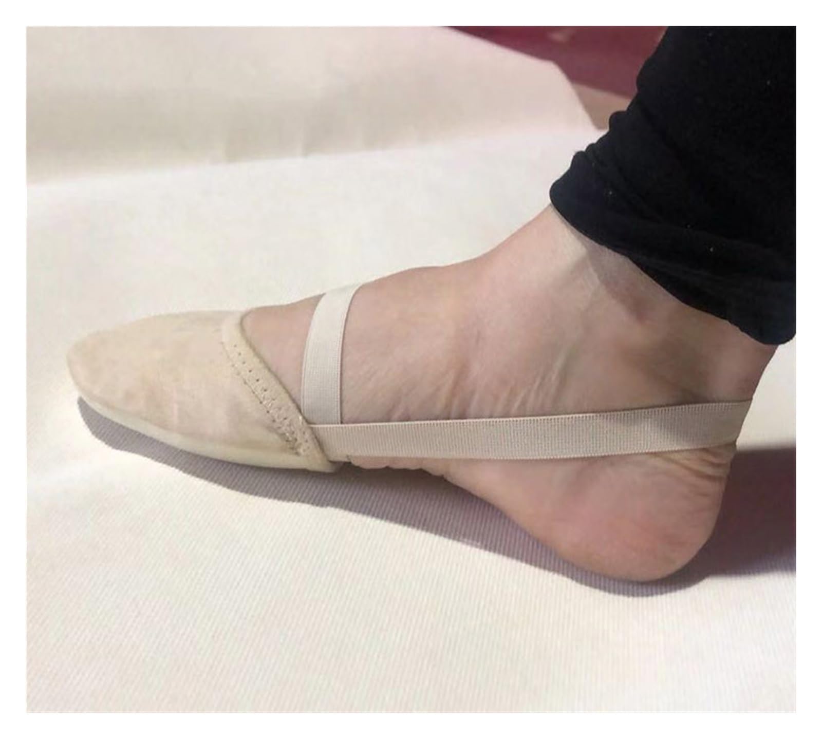 Demi Pointe Danse Classique Chaussures de Gymnastique Rythmique à Demi-Semelle en Cuir Microfibre(M(36-37))