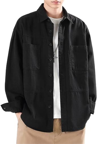 MAFSMJP Mens Casual Shirts Button Down Shirts Chunky Warm Long Sleeve Jacket
