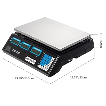 40kg/5g Electronic Digital Scale, Shop Price Computing Scale for Vegetable Fruit Market Kitchen, Commercial Shop Retail Price Weighing Scale, UK Plug