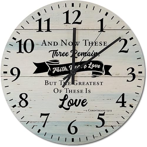 y ahora estos tres permanecen fe, esperanza y amor. Pero lo más grande de estos es el amor reloj de pared redondo relojes de pared para el hogar,