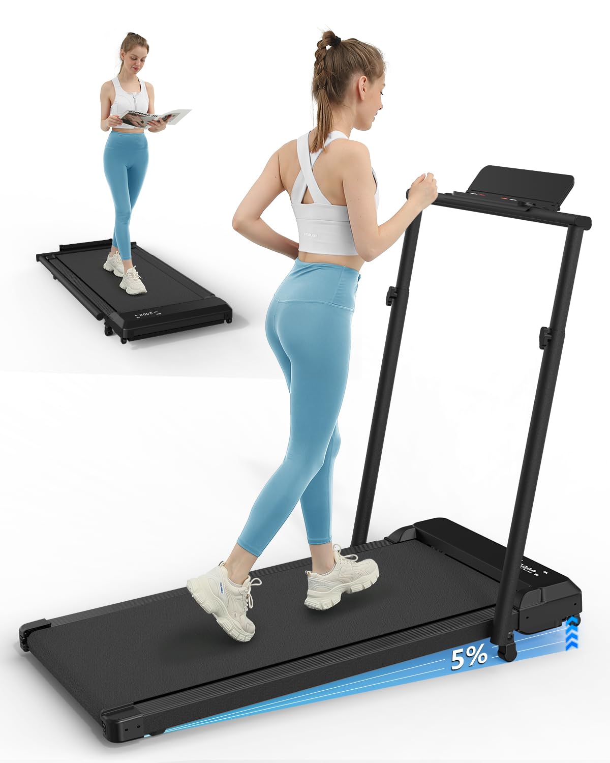 Walking Pad Treadmill with Incline,Walking Pad 300 Lb Capacity with Handle Bar, 3 in 1 Foldable Under Desk Treadmills for Home Small Office-image-48