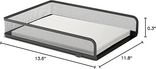 Miniatura 7 de 1InTheOffice Bandeja apilable para cartas, bandeja de cartas de carga frontal de malla de alambre negro mate