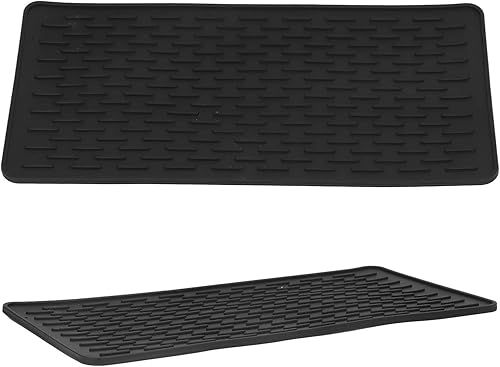 Miniatura 9 de Salvamanteles, almohadilla de silicona anti-caliente, rectangular, color negro, aislamiento térmico, mantel individual antideslizante resistente al