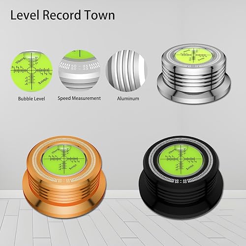 Miniatura 3 de Viborg LP528S - Estabilizador de peso de récord, nivel estroboscópico, 3 en 1, abrazadera de vinilo LP de 9.88 oz (9.9 onzas) con nivelación de