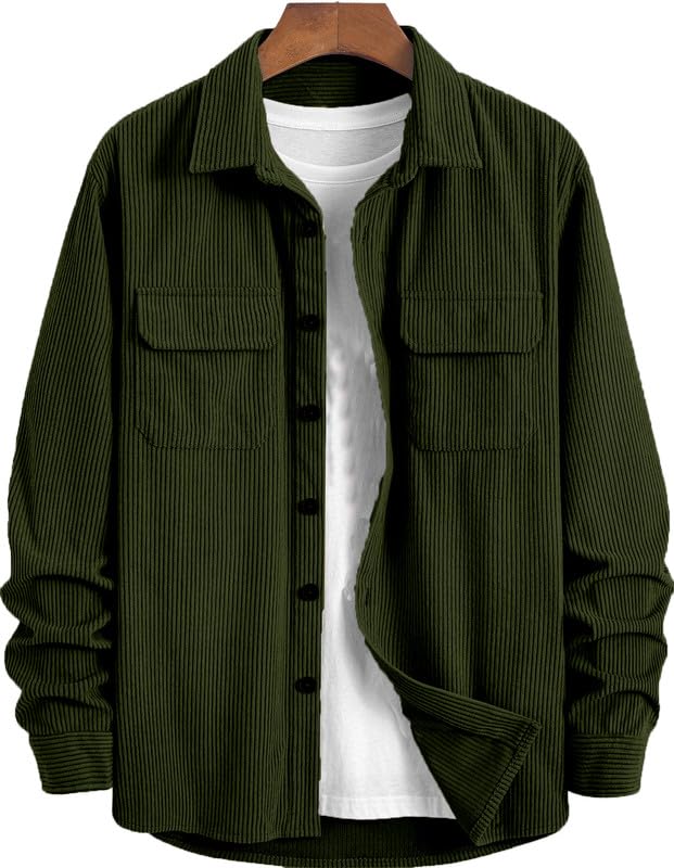 Image of MiraMichi Men's Full Sleeve Corduroy Striped Casual Jacket, Ideal for Stylish Everyday Outfits