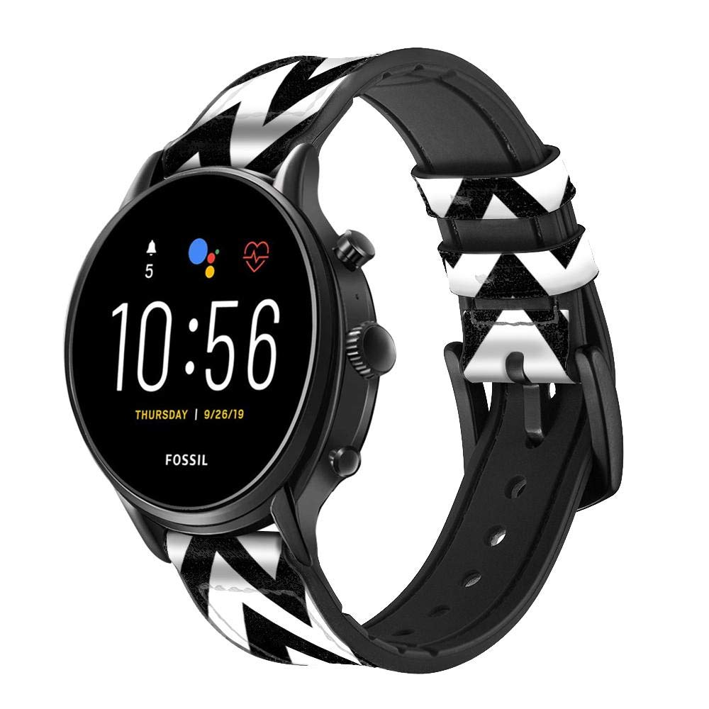 Innovedesire Chevron Zigzag Correa de Reloj Inteligente de Cuero y Silicona para Fossil Wristwatch Tamaño (20mm)