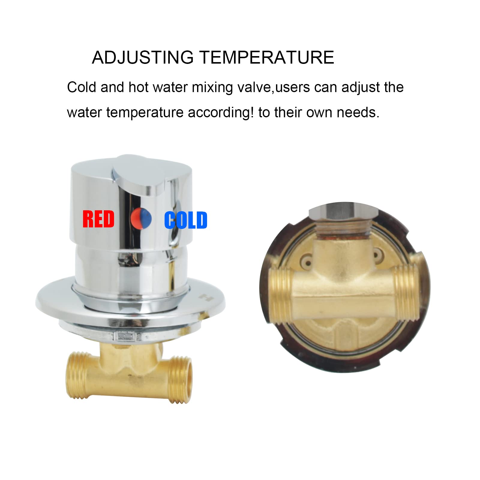 Válvula de ducha de latón 3Way con interruptor de control de agua fría y caliente, cartucho de cerámica, boquilla inversora de columna ajustable, accesorio de fontanería duradero para baño