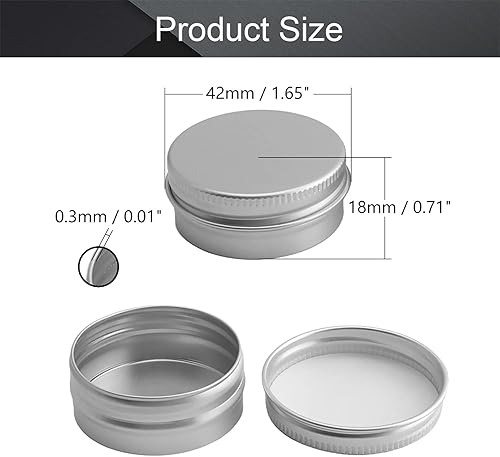 Vista 33 de Othmro Latas redondas de aluminio para tapas de metal, con tapa de rosca de 2.0 fl oz/2 onzas, 2.677 x 0.984 in (D* H) contenedores de aluminio