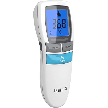 Homedics Thermometre Frontal Infrarouge Sans Contact Avec Lecture Instantanee Precise Alarme Fievre Et Retro Eclaires Pour Bebe Enfant Adulte Amazon Fr Hygiene Et Sante