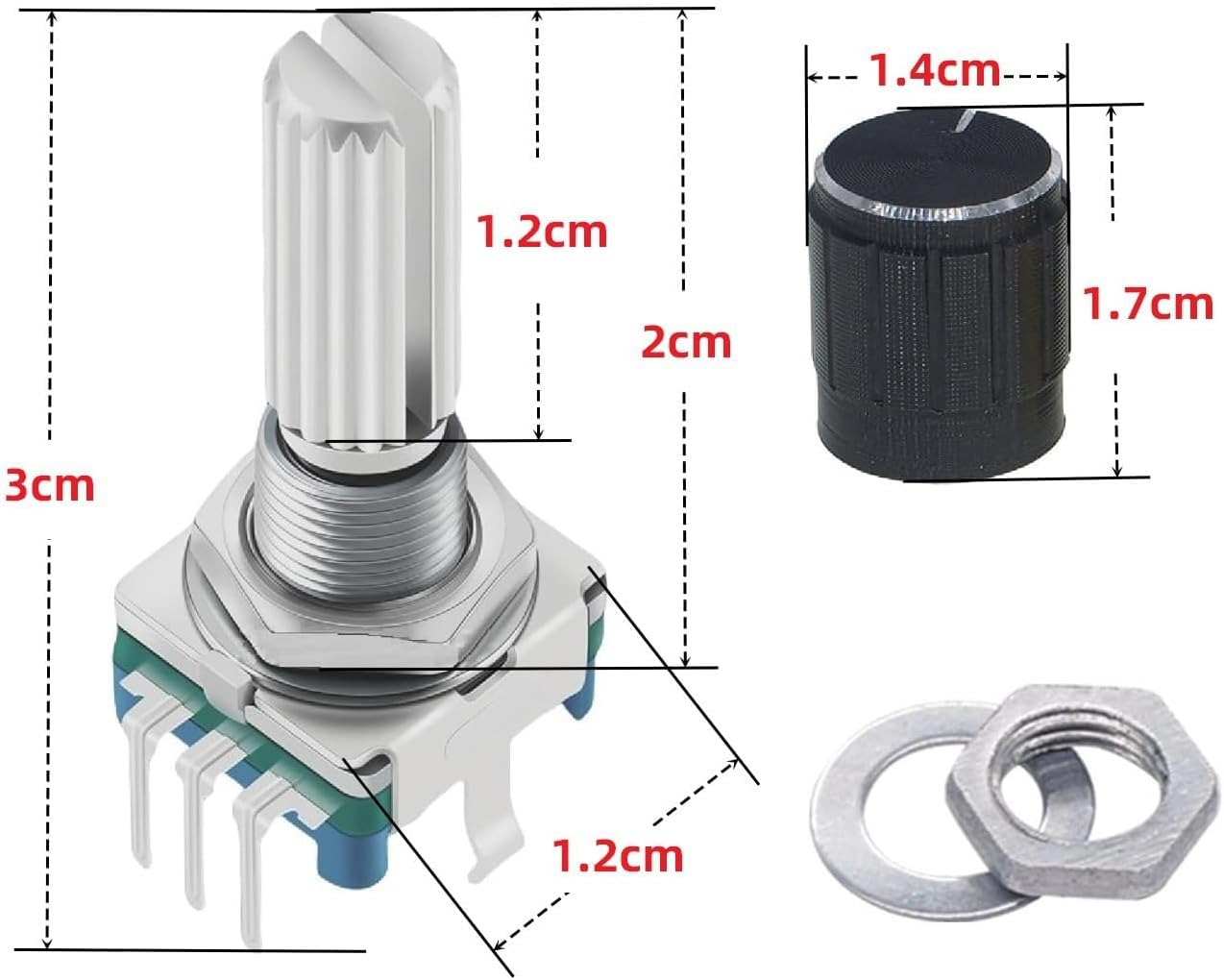 5Set EC11 Rotary Encoder with Push Button 360° 5 Pins and Knob Cap for Arduino Raspberry Pi ESP32