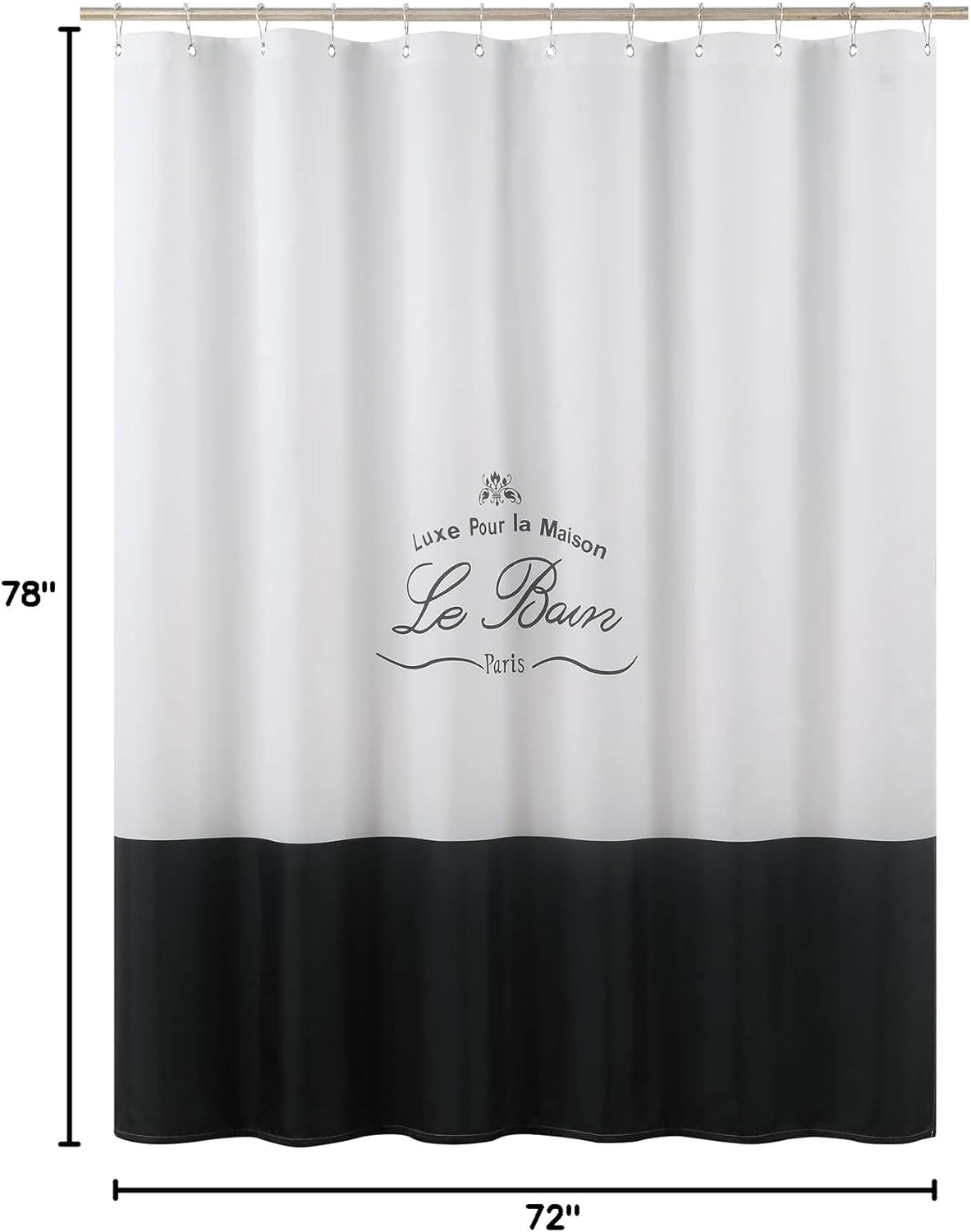 Le Bain Shower Curtain,Polyester Fabric Shower Curtain,Printed Shower Curtains for Bathroom, Waterproof Bathroom Curtains,72" W x 78" H